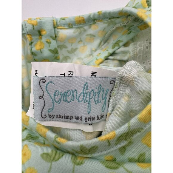 Serendipity Bubble Romper by Shrimp and Grits 12m Floral Yellow Ruffles - Picture 7 of 9
